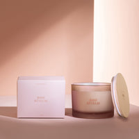 LARGE SCENTED 3 WICK CANDLE IN FROSTED GLASS | ROSE REVEUSE