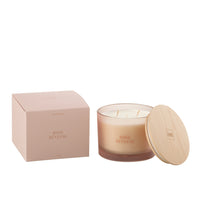 LARGE SCENTED 3 WICK CANDLE IN FROSTED GLASS | ROSE REVEUSE
