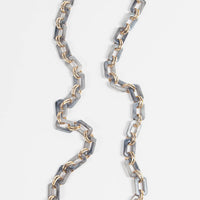 SQUARE LINK ACRYLIC BAG STRAP WITH ADDITIONAL GOLD LINKS | GREY
