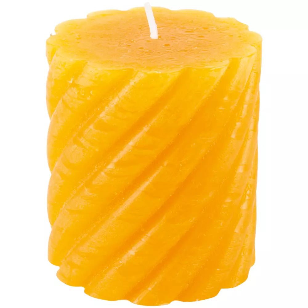 RUSTIC TWISTED PILLAR CANDLE | OCHRE