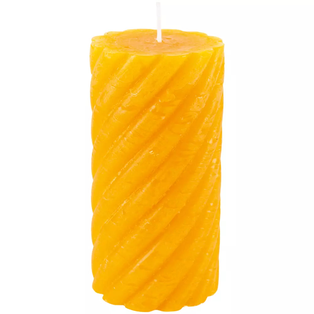 RUSTIC TWISTED PILLAR CANDLE | OCHRE