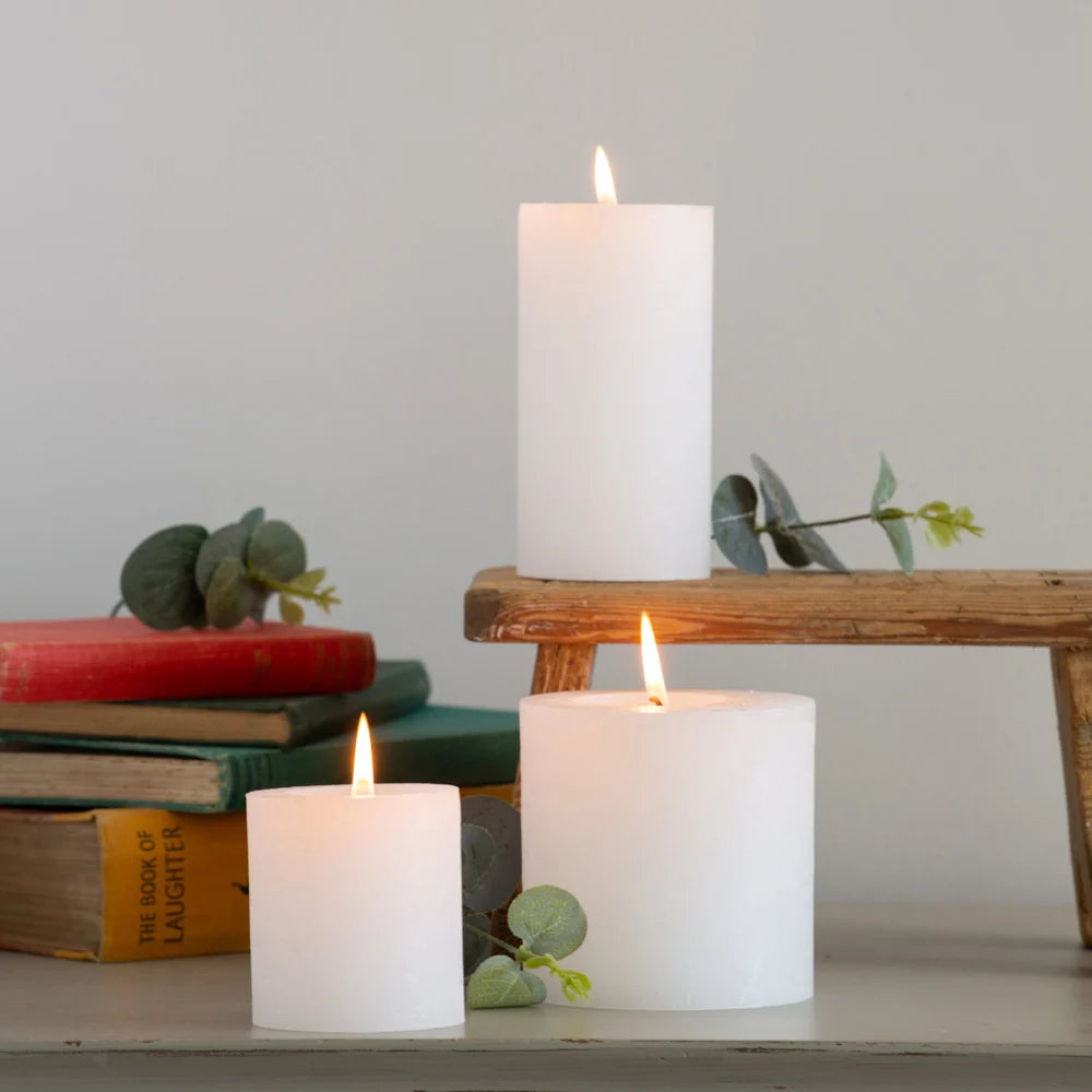 RUSTIC PILLAR CANDLE | WHITE