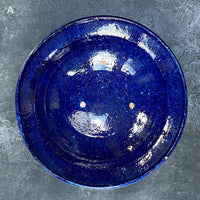 VINTAGE TAMEGROUTE STYLE BLUE GLAZED TERRACOTTA BOWL