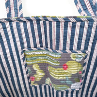 QUILTED VELVET SHOPPER TOTE | BLUE CACTUS
