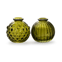 MOSS GREEN GLASS BOTTLE JIVE VASE | 2 DESIGNS