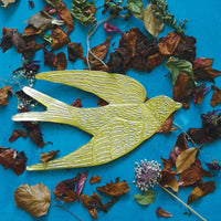 LARGE EMBOSSED ANTIQUE BRASS DOVE