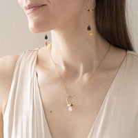 SPARKLES ROSE QUARTZ MIX GOLD NECKLACE