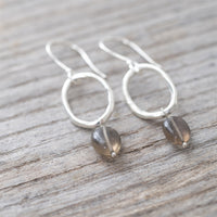 GRACEFUL SMOKEY QUARTZ SILVER EARRINGS