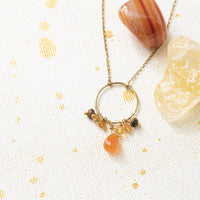 SPARKLES CARNELIAN MIX GOLD NECKLACE
