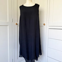 BAMBOO & COTTON POINT & FRILL DRESS | BLACK | S|M