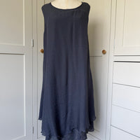 BAMBOO & COTTON POINT & FRILL DRESS | SLATE | S|M