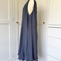 BAMBOO & COTTON POINT & FRILL DRESS | SLATE | S|M