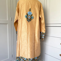 KASHMIRI EMBROIDERED SILK COAT | GOLD
