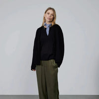 GRETA POLO MONGOLIAN CASHMERE SWEATER | BLACK