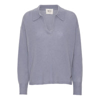 GRETA POLO MONGOLIAN CASHMERE SWEATER | SLATE GREY