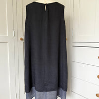 BAMBOO & COTTON SECRET POCKETS TWO LAYER DRESS SHORT | BLACK & SLATE | M|L