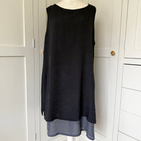 BAMBOO & COTTON SECRET POCKETS TWO LAYER DRESS SHORT | BLACK & SLATE | M|L