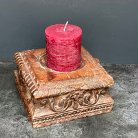 LARGE VINTAGE WOODEN INDIAN CANDLE HOLDER