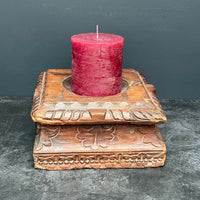 LARGE VINTAGE WOODEN INDIAN CANDLE HOLDER
