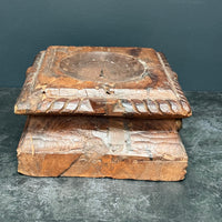 LARGE VINTAGE WOODEN INDIAN CANDLE HOLDER