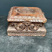 LARGE VINTAGE WOODEN INDIAN CANDLE HOLDER