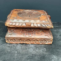 LARGE VINTAGE WOODEN INDIAN CANDLE HOLDER