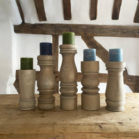 TURNED MAHOGANY CANDLE HOLDERS