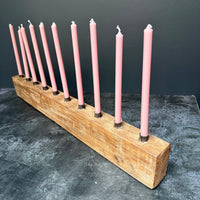 RECLAIMED INDIAN WOOD CANDLE HOLDER | HOLDS 10 TAPERS