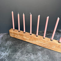 RECLAIMED INDIAN WOOD CANDLE HOLDER | HOLDS 10 TAPERS