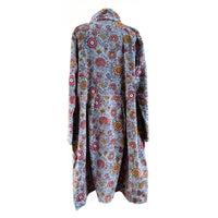 VELVET DUSTER COAT | GREY WITH FLORAL PATTERN