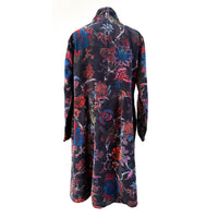 VELVET DUSTER COAT | BLACK WITH FLORAL PATTERN