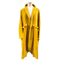 CRUSHED VELVET DUSTER COAT | MUSTARD YELLOW