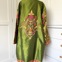 KASHMIRI EMBROIDERED SILK COAT | GREEN