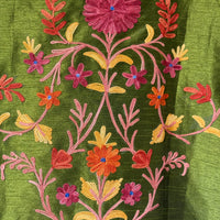 KASHMIRI EMBROIDERED SILK COAT | GREEN