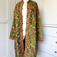 KASHMIRI EMBROIDERED SILK COAT | GREEN