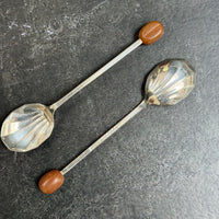 SET OF 6 SILVER VINTAGE COFFEE BEAN TEASPOONS