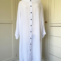 BAMBOO & COTTON BUTTON THROUGH SOPHIA JACKET DRESS | WHITE