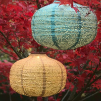 OUTDOOR SOLAR LANTERN PUMPKIN | TEAL