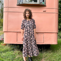 GABRIELLE PARKER COTTON TIERED BUTTON DRESS | RED
