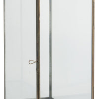 LARGE ANTIQUED BRASS & GLASS LANTERN