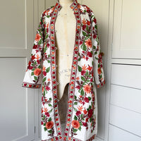 KASHMIRI EMBROIDERED SILK COAT | WHITE