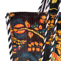 QUILTED VELVET SHOPPER TOTE | BLACK FLORAL