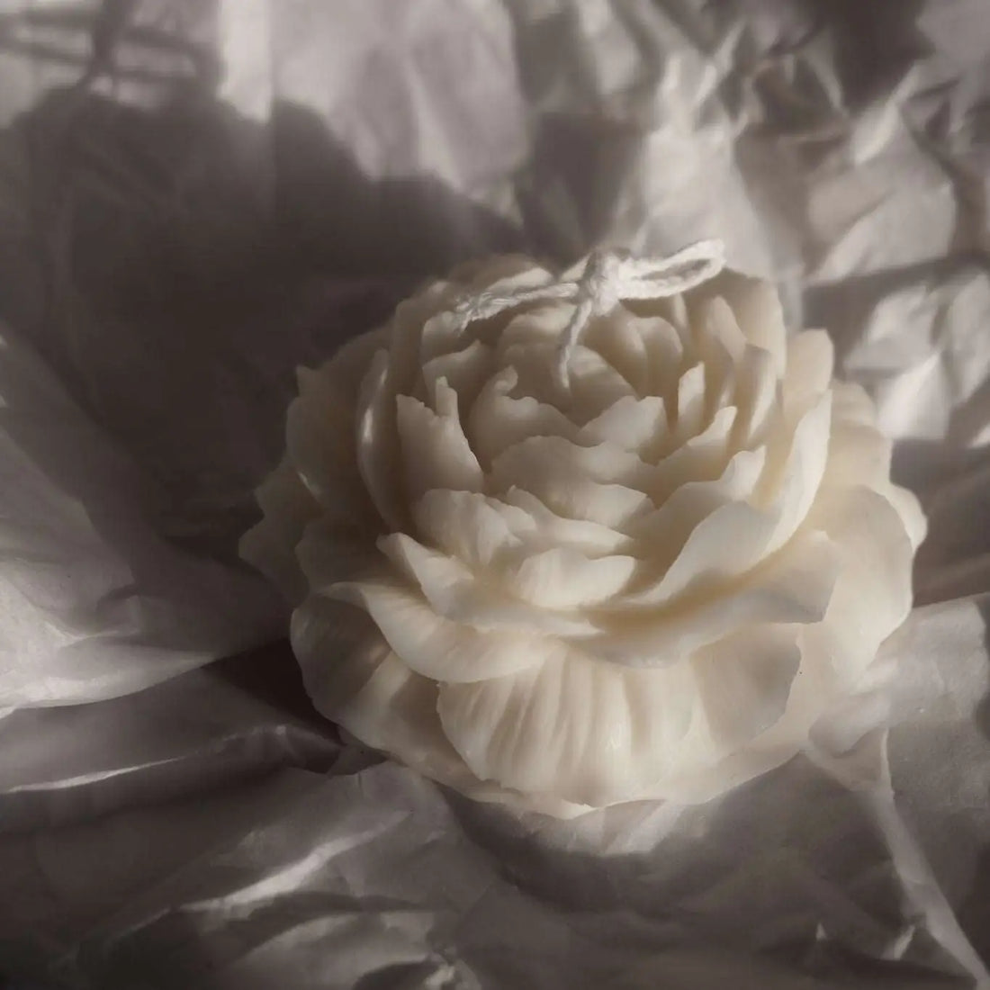 LARGE PEONY FLOWER SOY WAX CANDLE | NATURAL