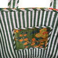 QUILTED VELVET SHOPPER TOTE | DARK GREEN FLORAL