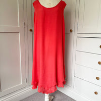 BAMBOO & COTTON POINT & FRILL DRESS | CORAL | M|L