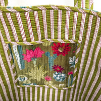 QUILTED VELVET SHOPPER TOTE | GREEN CACTUS