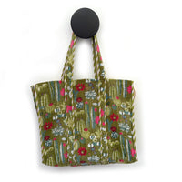 QUILTED VELVET SHOPPER TOTE | GREEN CACTUS