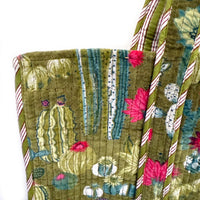 QUILTED VELVET SHOPPER TOTE | GREEN CACTUS