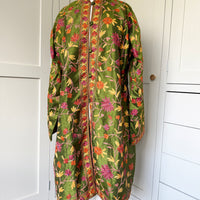 KASHMIRI EMBROIDERED SILK COAT | GREEN