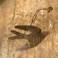 SMALL EMBOSSED ANTIQUE BRASS DOVE